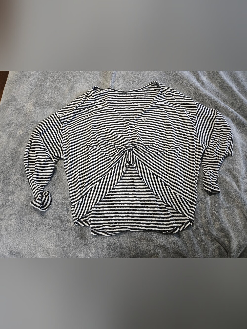 Striped Knot-Front Women's Top - Black & White